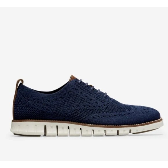 COLE HAAN ZEROGRAND WINGTIP NAVY BLUE OXFORDS KNIT MEN'S Sizes 9 & 13 New - Picture 2 of 14